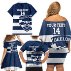 AFL Cats Football Custom Family Matching Off Shoulder Short Dress and Hawaiian Shirt Geelong Proud Indigenous Art - Aussie Hoodie