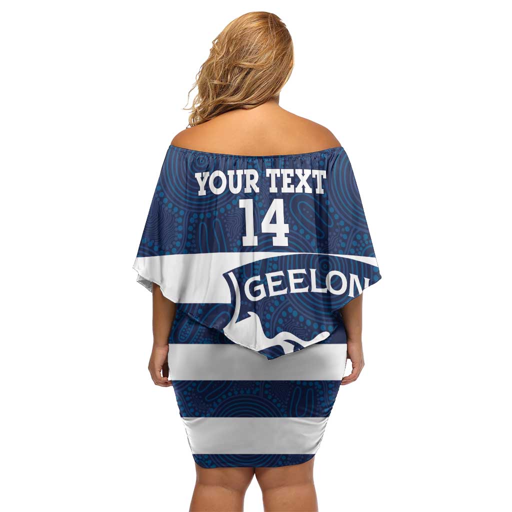 AFL Cats Football Custom Family Matching Off Shoulder Short Dress and Hawaiian Shirt Geelong Proud Indigenous Art - Aussie Hoodie