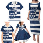 AFL Cats Football Custom Family Matching Puletasi and Hawaiian Shirt Geelong Proud Indigenous Art - Aussie Hoodie