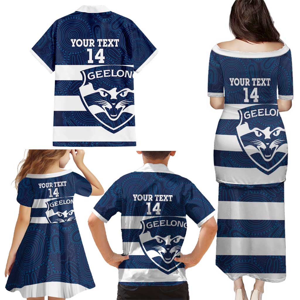 AFL Cats Football Custom Family Matching Puletasi and Hawaiian Shirt Geelong Proud Indigenous Art - Aussie Hoodie