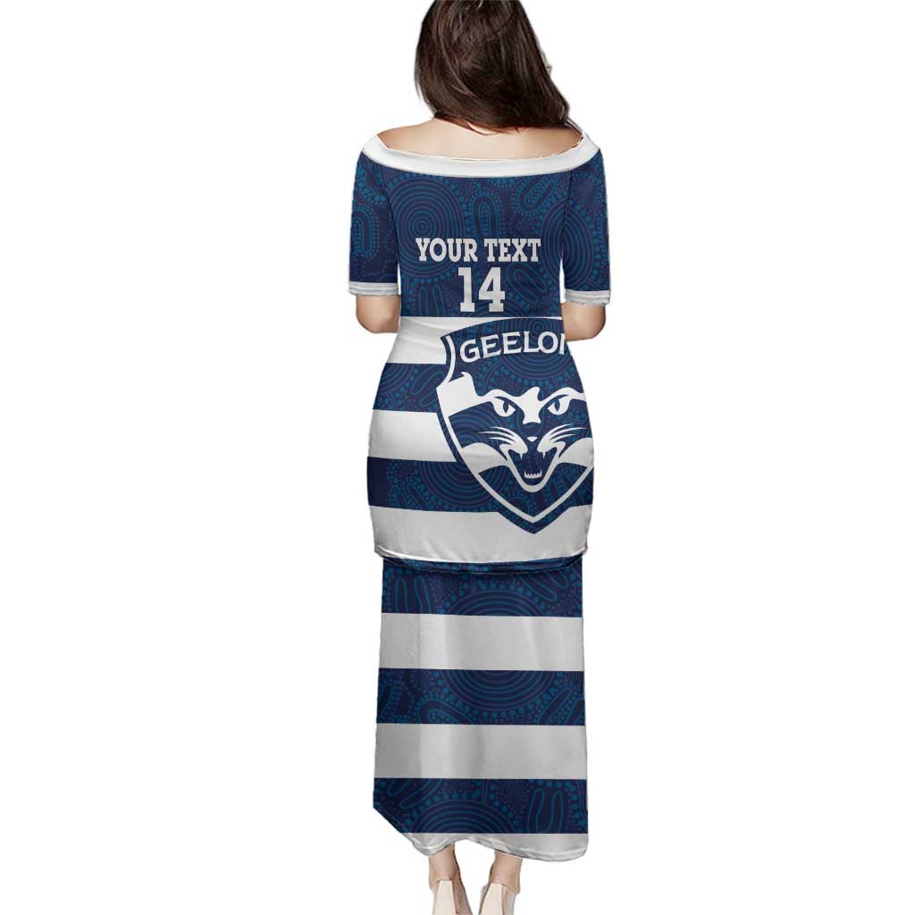 AFL Cats Football Custom Family Matching Puletasi and Hawaiian Shirt Geelong Proud Indigenous Art - Aussie Hoodie