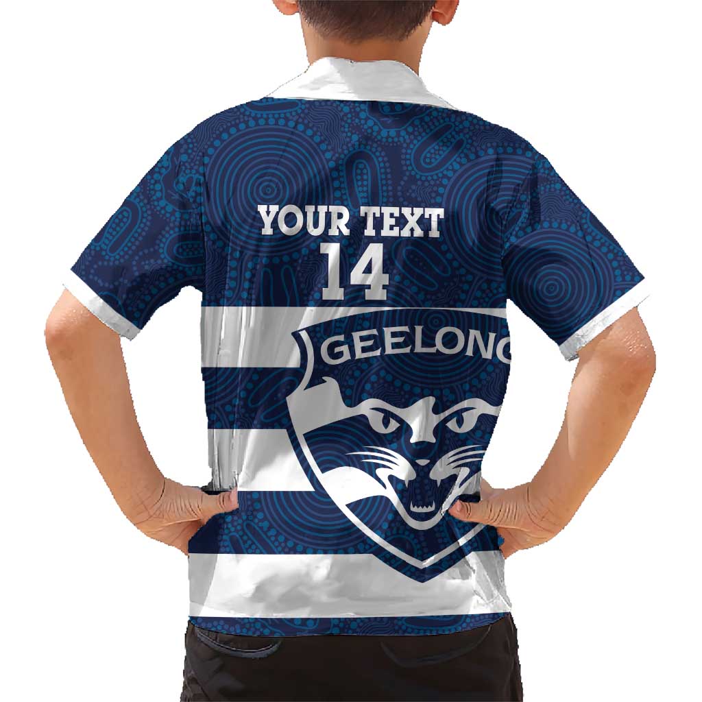 AFL Cats Football Custom Family Matching Short Sleeve Bodycon Dress and Hawaiian Shirt Geelong Proud Indigenous Art - Aussie Hoodie