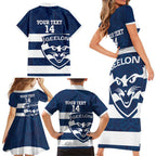 AFL Cats Football Custom Family Matching Short Sleeve Bodycon Dress and Hawaiian Shirt Geelong Proud Indigenous Art - Aussie Hoodie