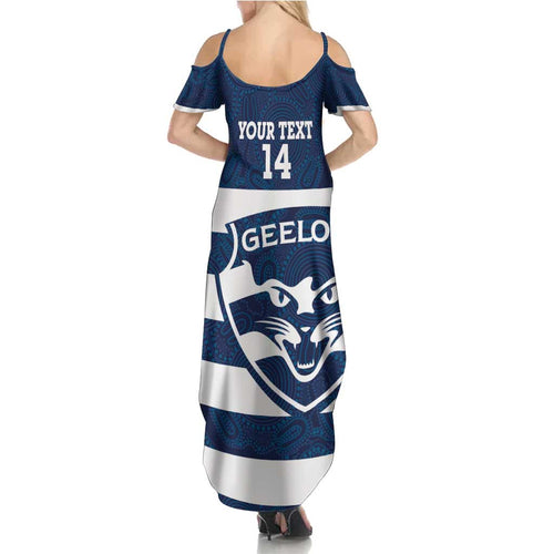 AFL Cats Football Custom Family Matching Summer Maxi Dress and Hawaiian Shirt Geelong Proud Indigenous Art - Aussie Hoodie