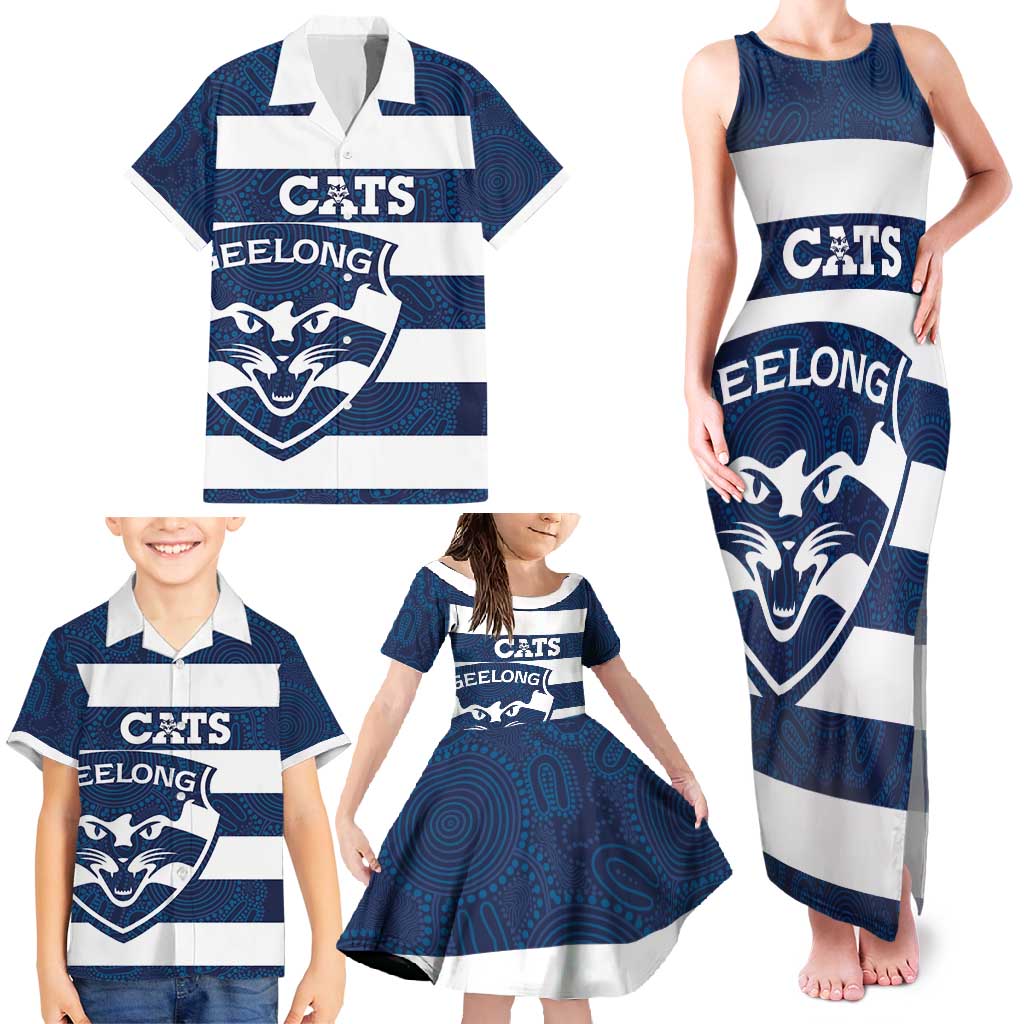 AFL Cats Football Custom Family Matching Tank Maxi Dress and Hawaiian Shirt Geelong Proud Indigenous Art - Aussie Hoodie