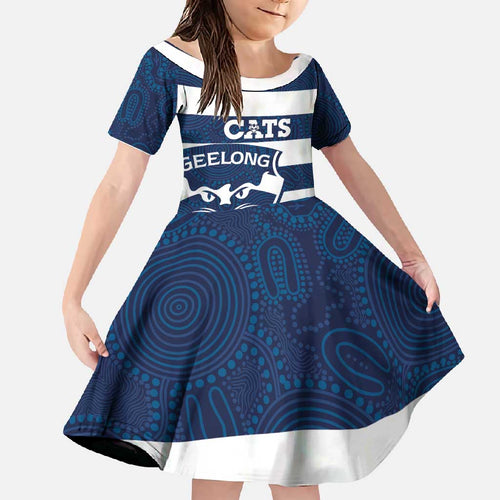 AFL Cats Football Custom Family Matching Tank Maxi Dress and Hawaiian Shirt Geelong Proud Indigenous Art - Aussie Hoodie