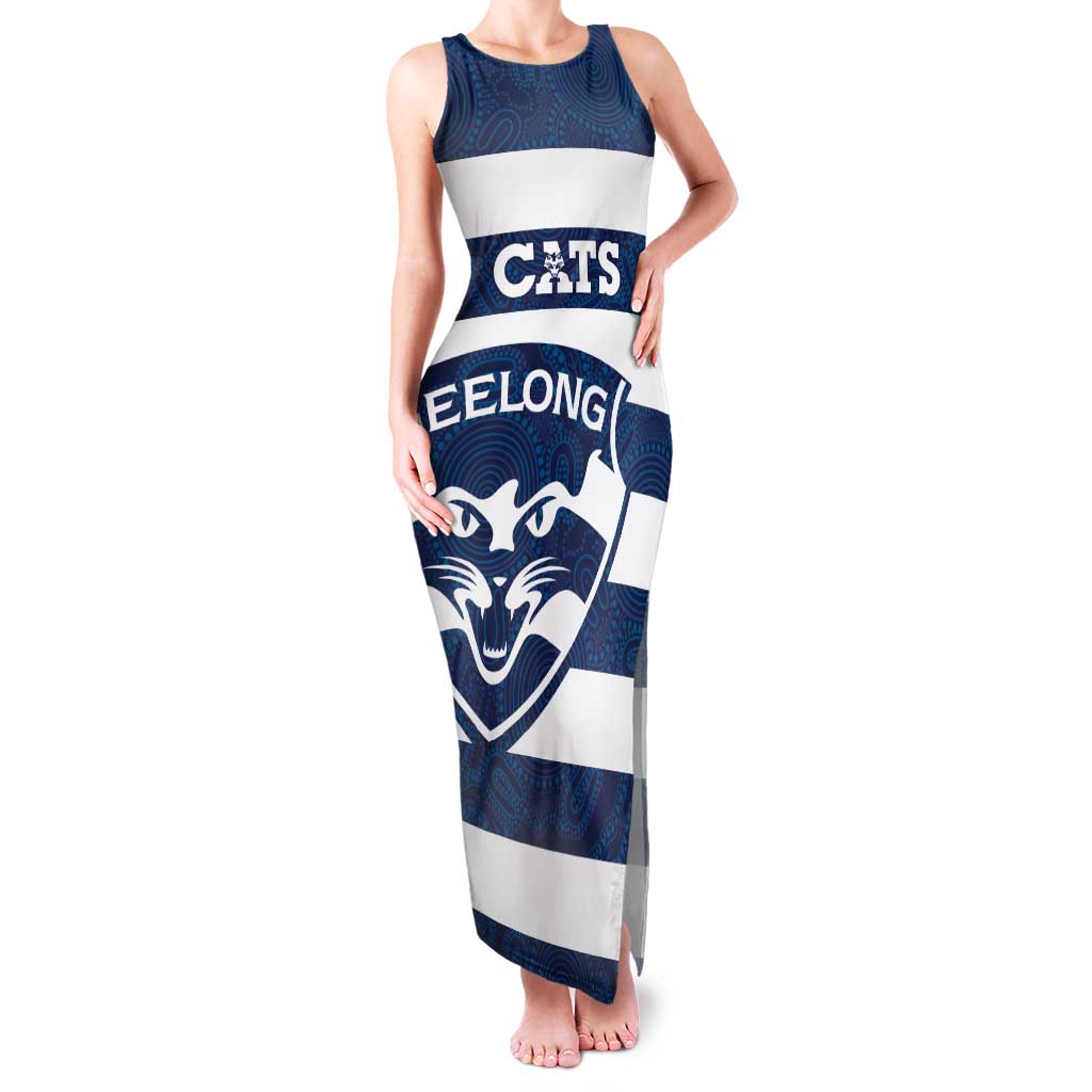 AFL Cats Football Custom Family Matching Tank Maxi Dress and Hawaiian Shirt Geelong Proud Indigenous Art - Aussie Hoodie