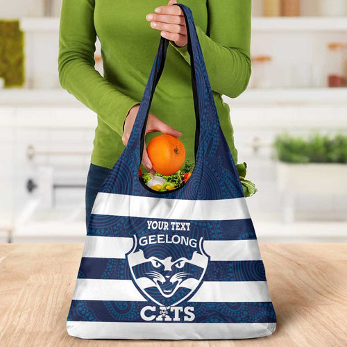 AFL Cats Football Custom Grocery Bag Geelong Proud Indigenous Art - Aussie Hoodie