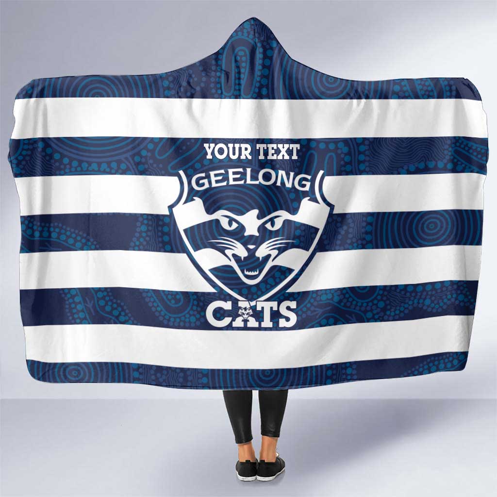 AFL Cats Football Custom Hooded Blanket Geelong Proud Indigenous Art - Aussie Hoodie