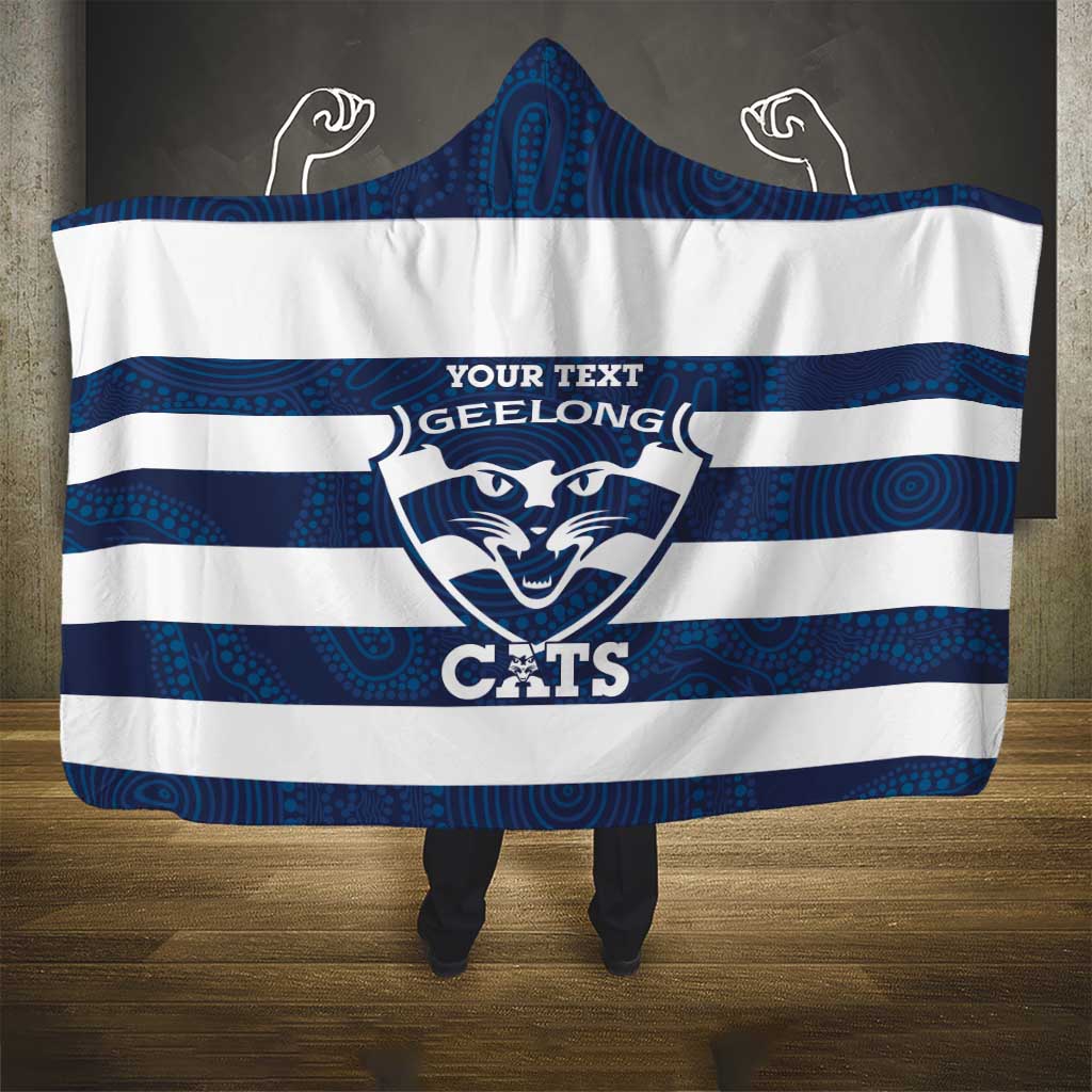 AFL Cats Football Custom Hooded Blanket Geelong Proud Indigenous Art - Aussie Hoodie