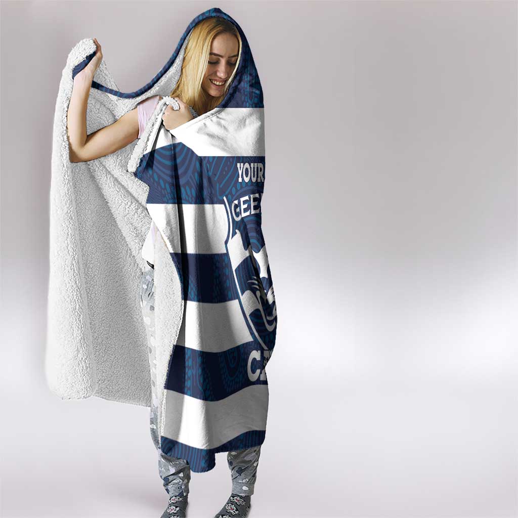 AFL Cats Football Custom Hooded Blanket Geelong Proud Indigenous Art - Aussie Hoodie