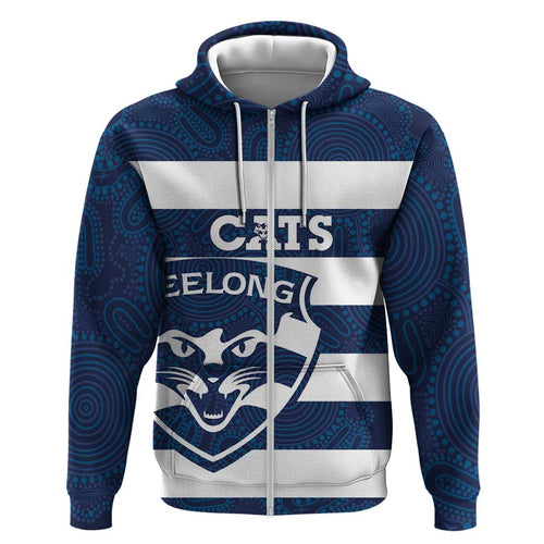 AFL Cats Football Custom Hoodie Geelong Proud Indigenous Art - Aussie Hoodie