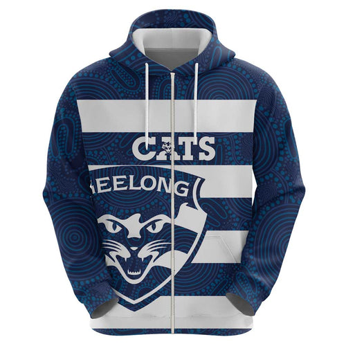 AFL Cats Football Custom Hoodie Geelong Proud Indigenous Art - Aussie Hoodie