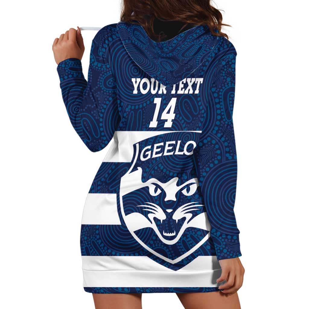 AFL Cats Football Custom Hoodie Dress Geelong Proud Indigenous Art - Aussie Hoodie