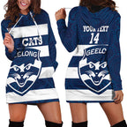 AFL Cats Football Custom Hoodie Dress Geelong Proud Indigenous Art - Aussie Hoodie