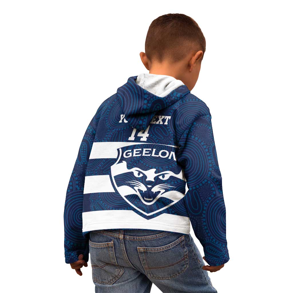 AFL Cats Football Custom Kid Hoodie Geelong Proud Indigenous Art - Aussie Hoodie