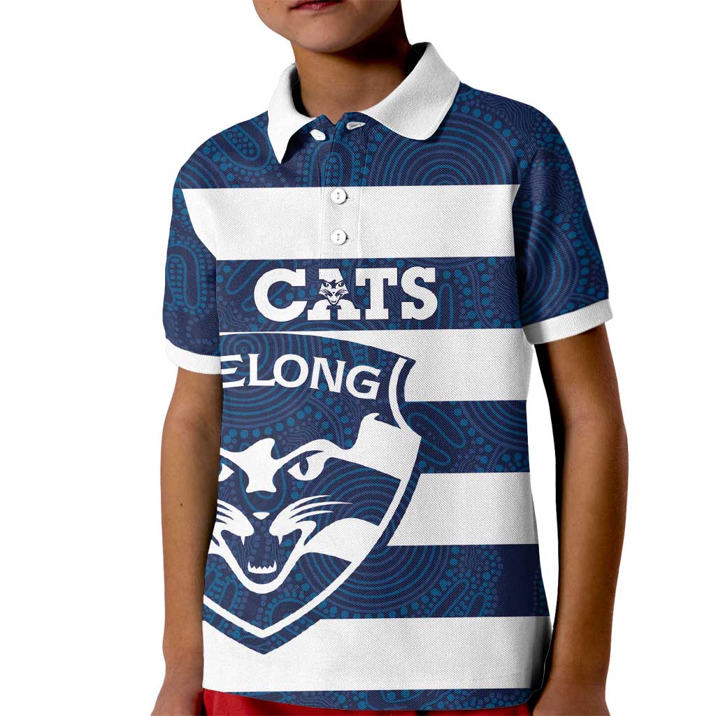 AFL Cats Football Custom Kid Polo Shirt Geelong Proud Indigenous Art - Aussie Hoodie