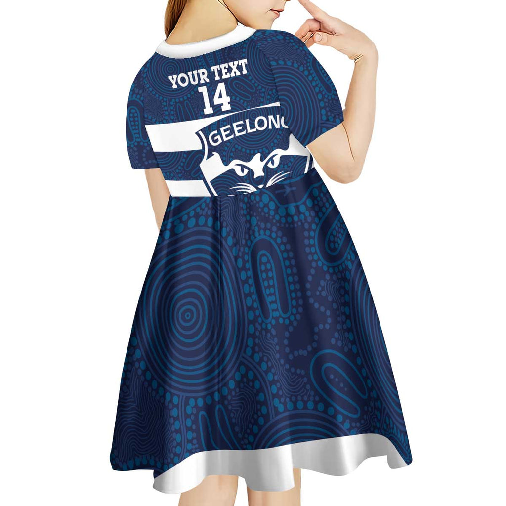 AFL Cats Football Custom Kid Short Sleeve Dress Geelong Proud Indigenous Art - Aussie Hoodie