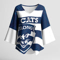 AFL Cats Football Custom Kimono Sleeve Blouse Geelong Proud Indigenous Art - Aussie Hoodie