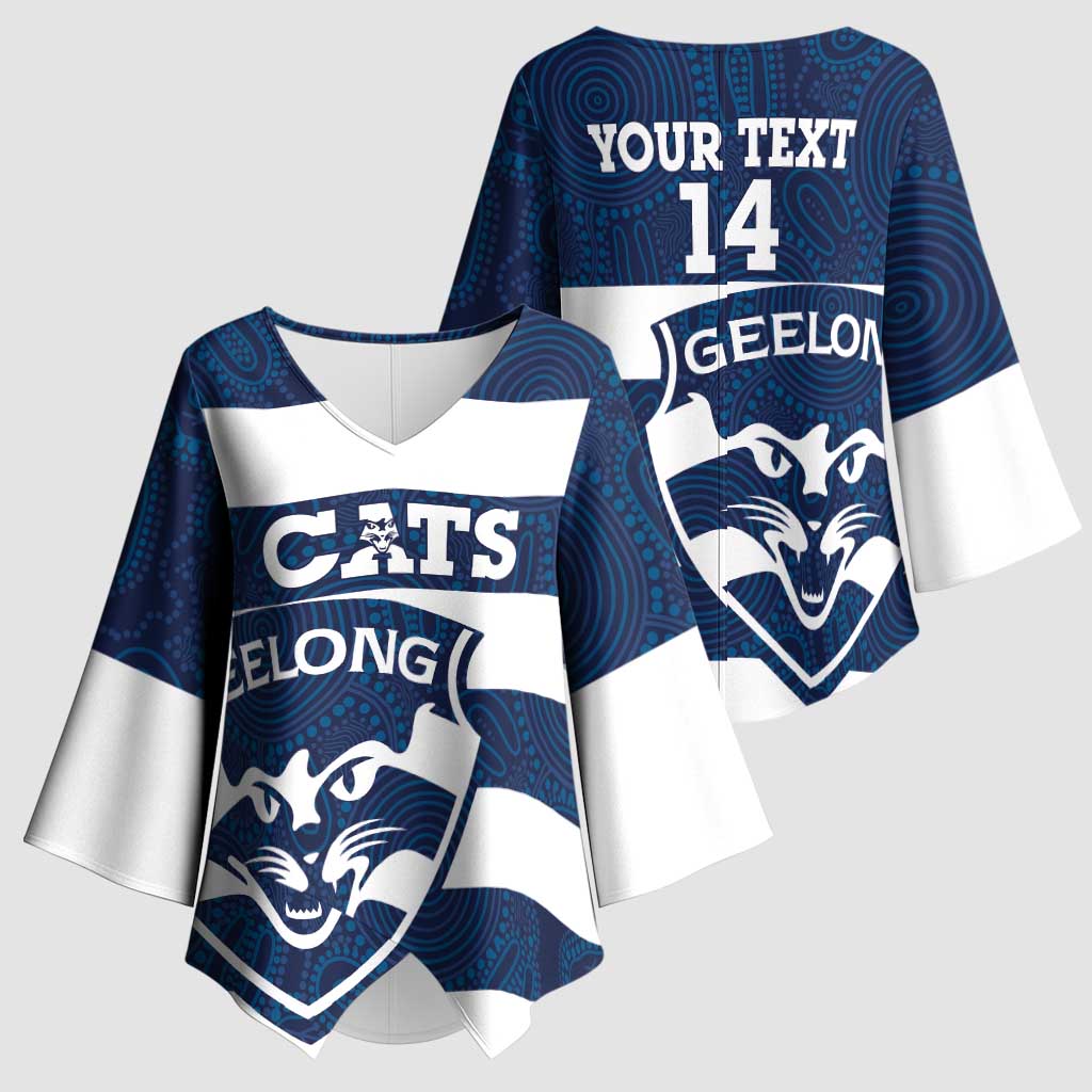 AFL Cats Football Custom Kimono Sleeve Blouse Geelong Proud Indigenous Art - Aussie Hoodie