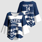 AFL Cats Football Custom Kimono Sleeve Blouse Geelong Proud Indigenous Art - Aussie Hoodie