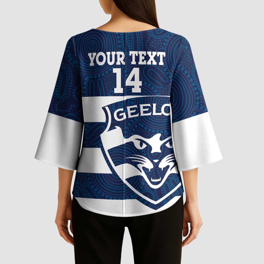 AFL Cats Football Custom Kimono Sleeve Blouse Geelong Proud Indigenous Art - Aussie Hoodie