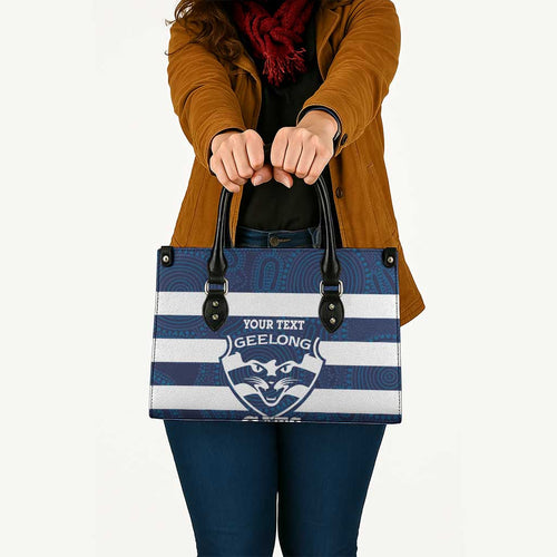 AFL Cats Football Custom Leather Bag Geelong Proud Indigenous Art - Aussie Hoodie