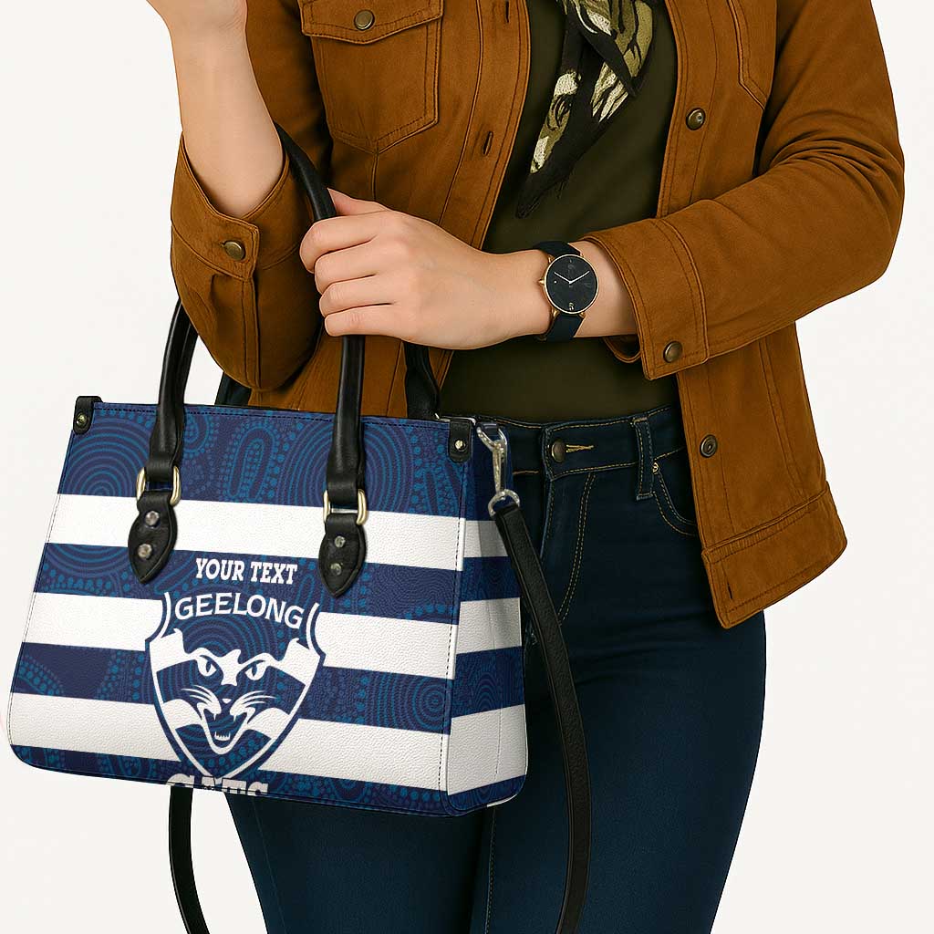 AFL Cats Football Custom Leather Bag Geelong Proud Indigenous Art - Aussie Hoodie
