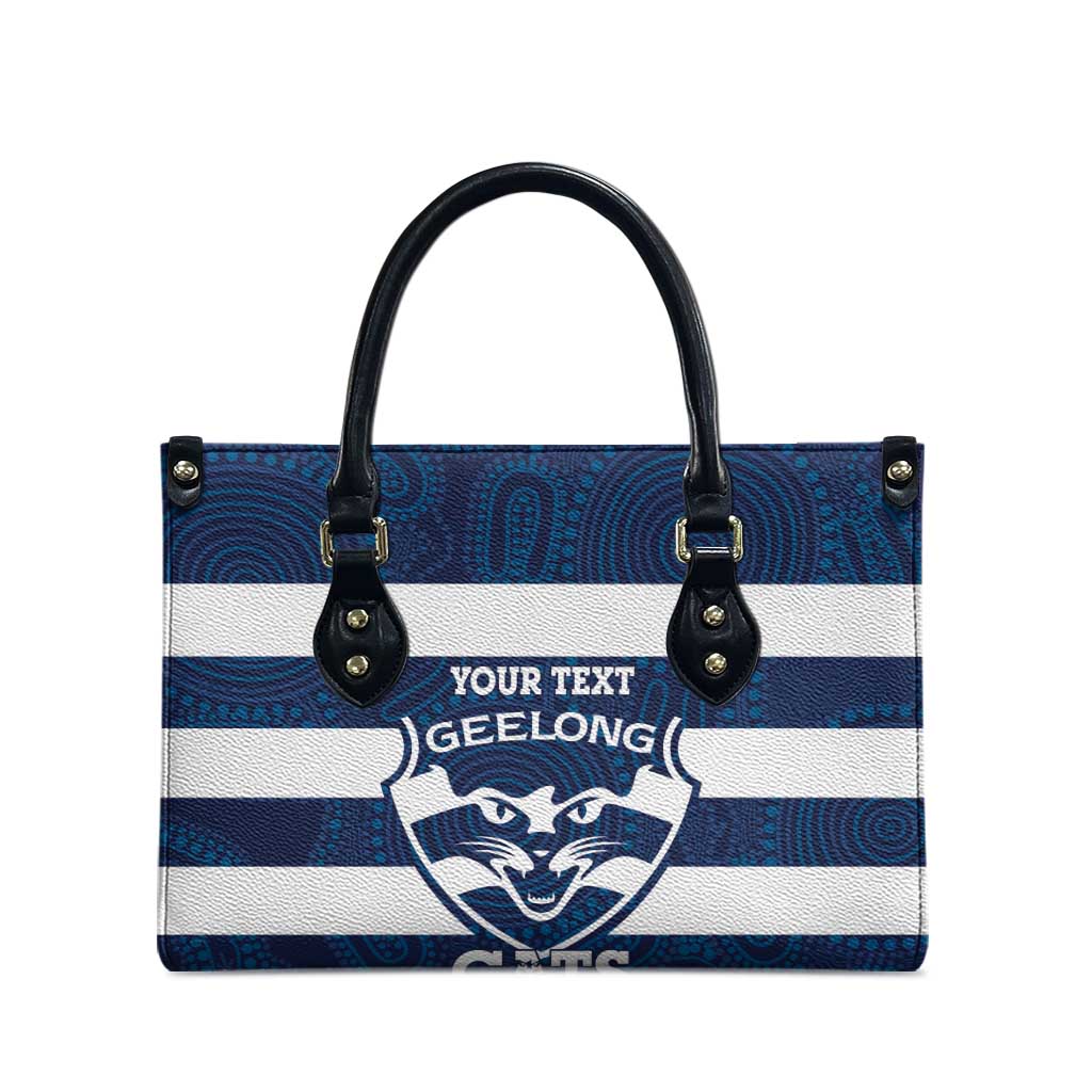 AFL Cats Football Custom Leather Bag Geelong Proud Indigenous Art - Aussie Hoodie