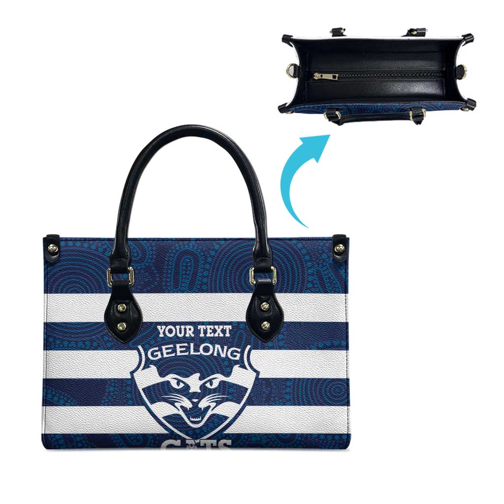 AFL Cats Football Custom Leather Bag Geelong Proud Indigenous Art - Aussie Hoodie