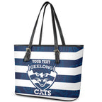 AFL Cats Football Custom Leather Tote Bag Geelong Proud Indigenous Art - Aussie Hoodie