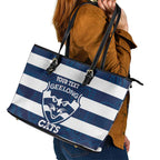 AFL Cats Football Custom Leather Tote Bag Geelong Proud Indigenous Art - Aussie Hoodie