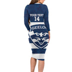 AFL Cats Football Custom Long Sleeve Bodycon Dress Geelong Proud Indigenous Art - Aussie Hoodie