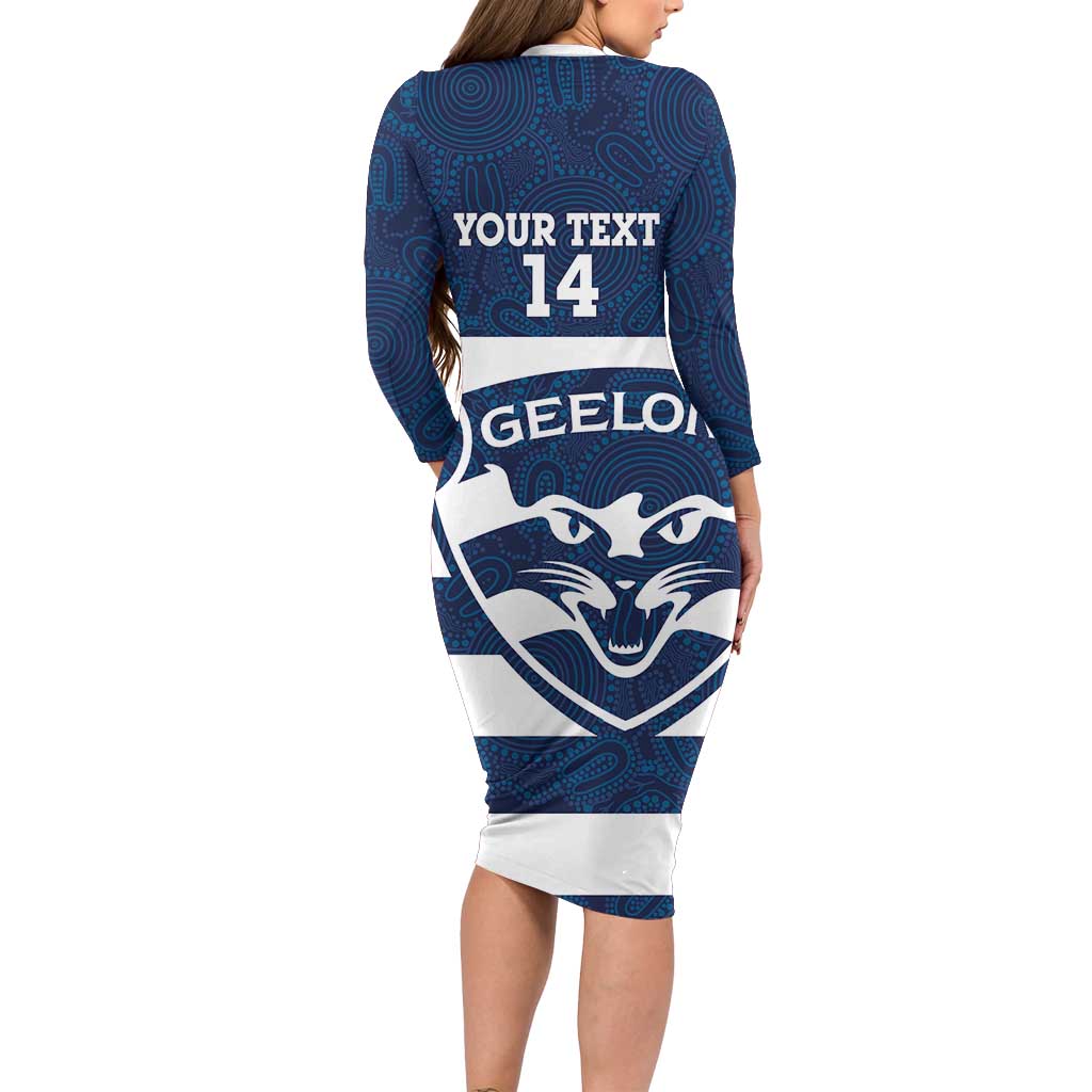 AFL Cats Football Custom Long Sleeve Bodycon Dress Geelong Proud Indigenous Art - Aussie Hoodie