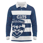 AFL Cats Football Custom Long Sleeve Polo Shirt Geelong Proud Indigenous Art - Aussie Hoodie