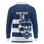 AFL Cats Football Custom Long Sleeve Polo Shirt Geelong Proud Indigenous Art - Aussie Hoodie