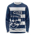 AFL Cats Football Custom Long Sleeve Shirt Geelong Proud Indigenous Art - Aussie Hoodie