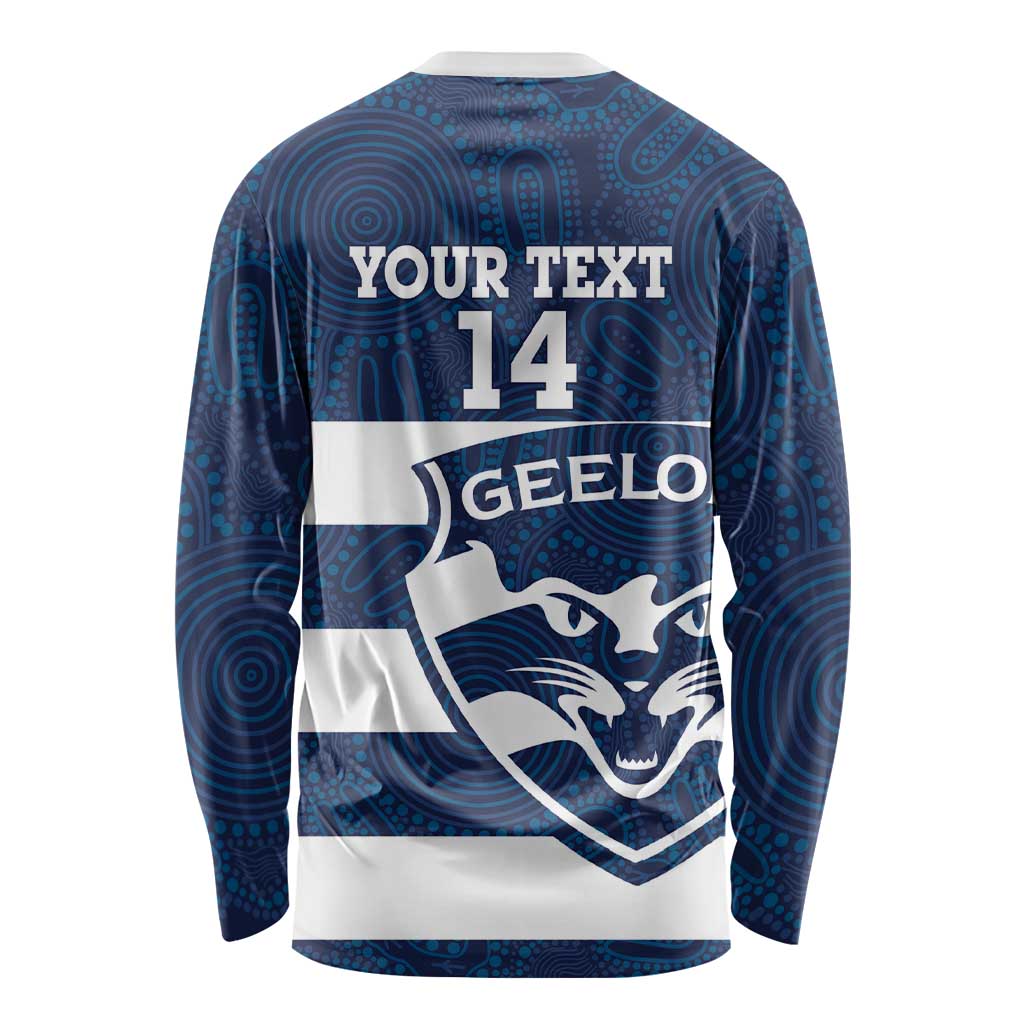 AFL Cats Football Custom Long Sleeve Shirt Geelong Proud Indigenous Art - Aussie Hoodie