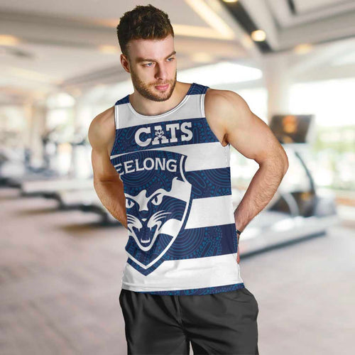 AFL Cats Football Custom Men Tank Top Geelong Proud Indigenous Art - Aussie Hoodie