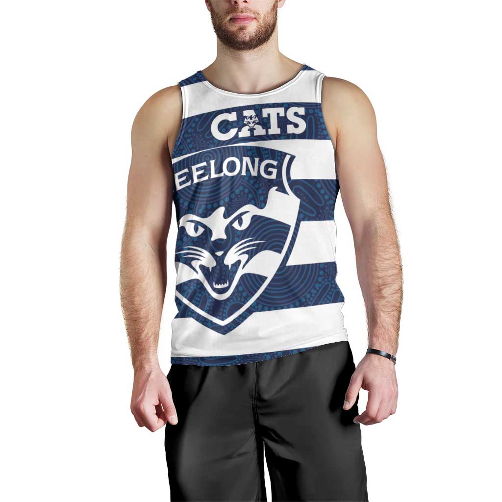 AFL Cats Football Custom Men Tank Top Geelong Proud Indigenous Art - Aussie Hoodie