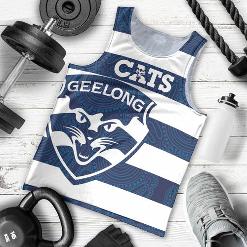 AFL Cats Football Custom Men Tank Top Geelong Proud Indigenous Art - Aussie Hoodie