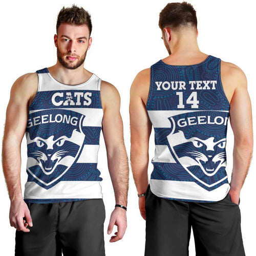 AFL Cats Football Custom Men Tank Top Geelong Proud Indigenous Art - Aussie Hoodie