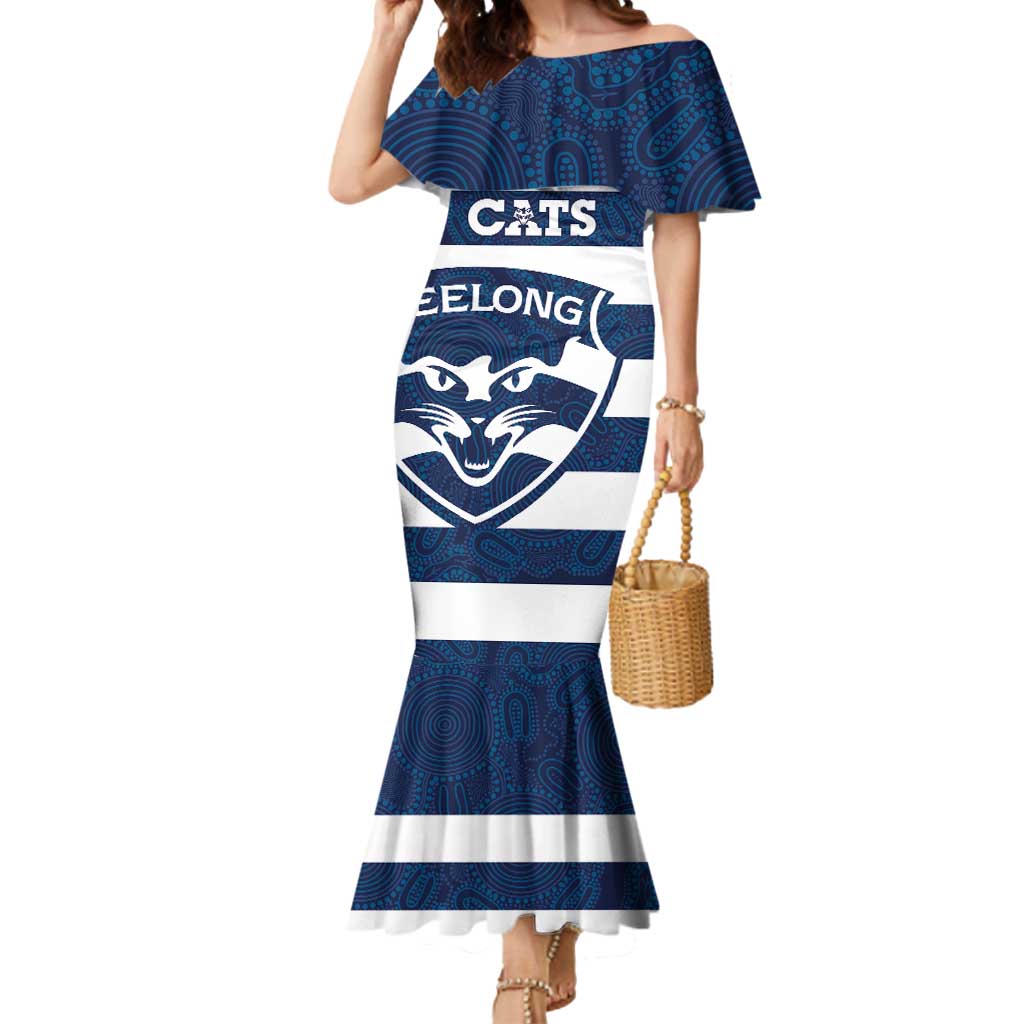 AFL Cats Football Custom Mermaid Dress Geelong Proud Indigenous Art - Aussie Hoodie