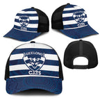 AFL Cats Football Mesh Trucker Cap Geelong Proud Indigenous Art - Aussie Hoodie