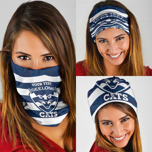 AFL Cats Football Custom Neck Gaiter Geelong Proud Indigenous Art - Aussie Hoodie