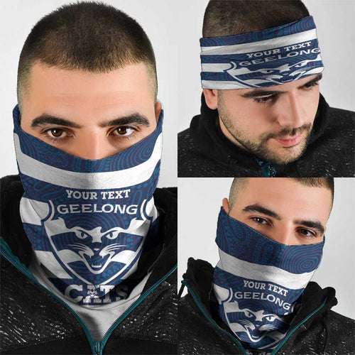 AFL Cats Football Custom Neck Gaiter Geelong Proud Indigenous Art - Aussie Hoodie