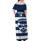 AFL Cats Football Custom Off Shoulder Maxi Dress Geelong Proud Indigenous Art - Aussie Hoodie