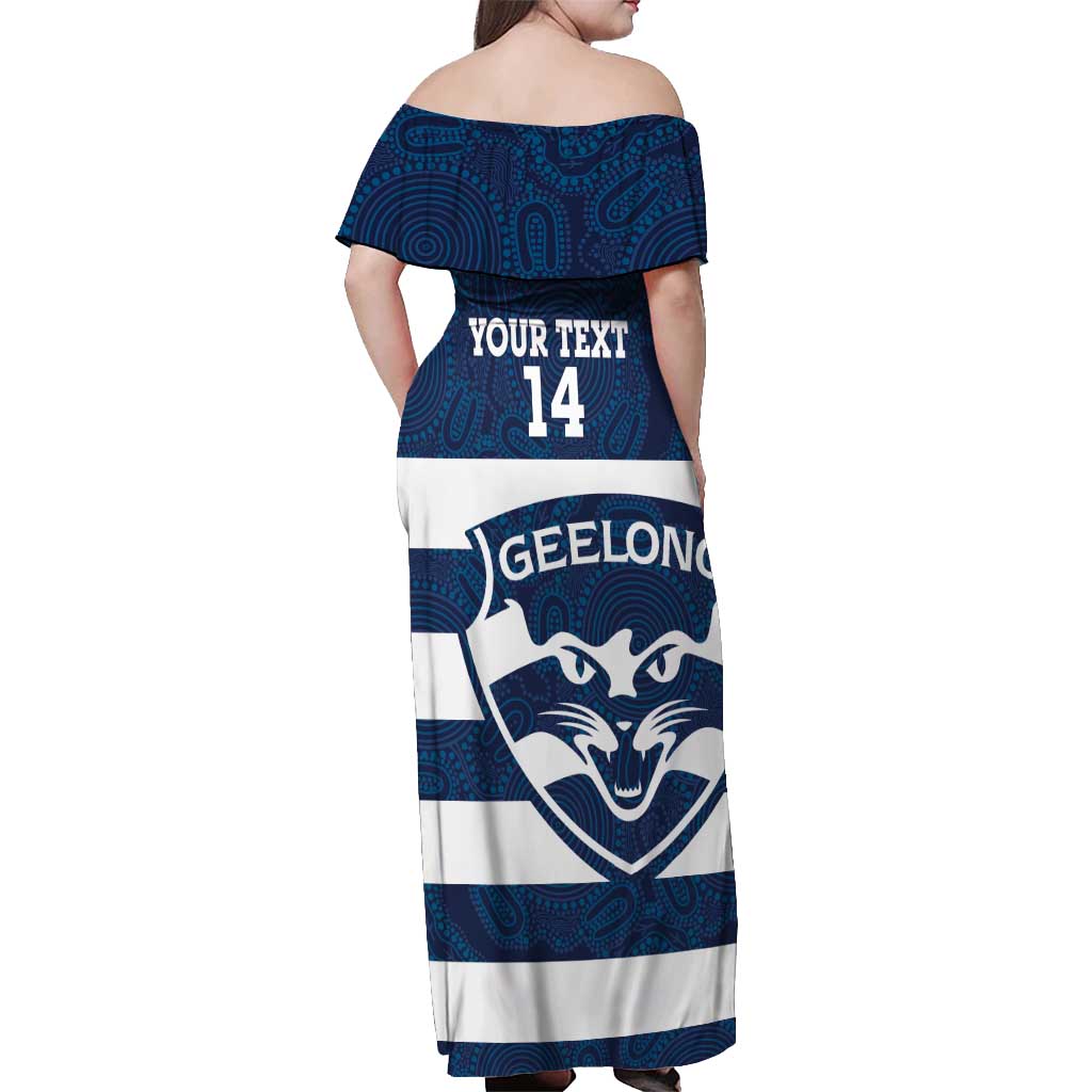 AFL Cats Football Custom Off Shoulder Maxi Dress Geelong Proud Indigenous Art - Aussie Hoodie