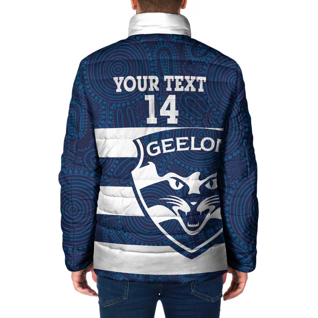 AFL Cats Football Custom Padded Jacket Geelong Proud Indigenous Art - Aussie Hoodie