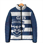 AFL Cats Football Custom Padded Jacket Geelong Proud Indigenous Art - Aussie Hoodie
